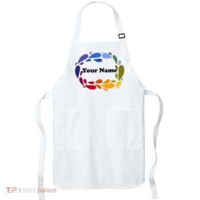 Colorful Rainbow Wreath Custom Name Plate Apron