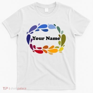 Colorful Rainbow Wreath Custom Name Plate T-Shirt