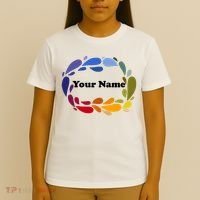 Colorful Rainbow Wreath Custom Name Plate T-Shirt thumb 4