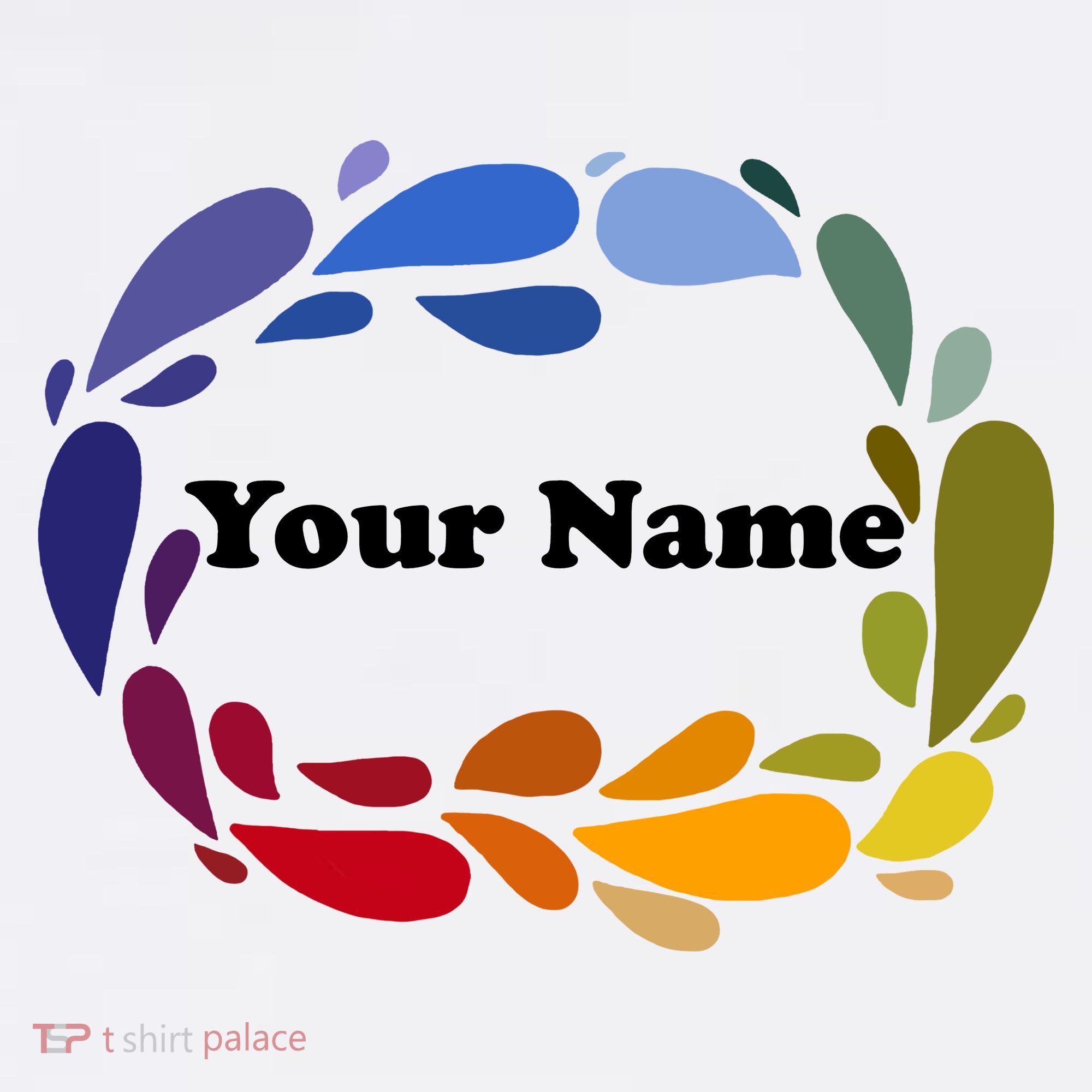 Colorful Rainbow Wreath Custom Name Plate T-Shirt