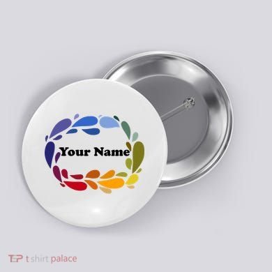 Colorful Rainbow Wreath Custom Name Plate Button