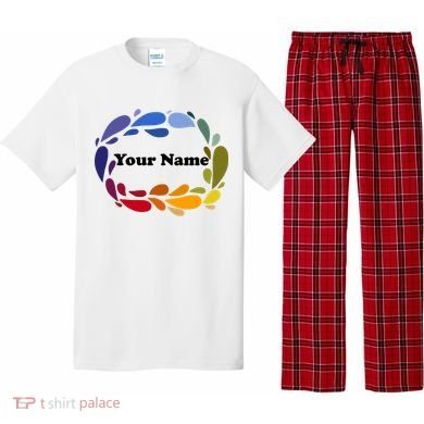 Colorful Rainbow Wreath Custom Name Plate Pajama Set