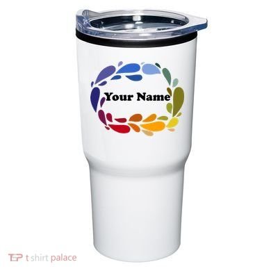 Colorful Rainbow Wreath Custom Name Plate Tumbler