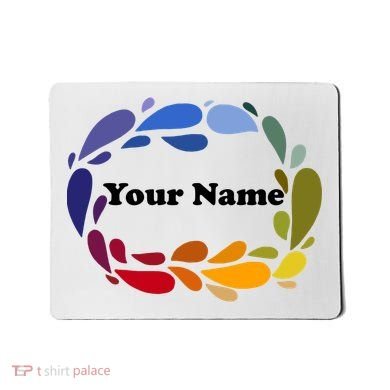 Colorful Rainbow Wreath Custom Name Plate Mousepad