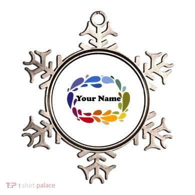 Colorful Rainbow Wreath Custom Name Plate Ornament