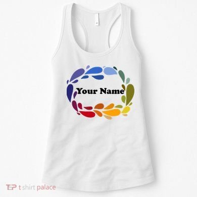 Colorful Rainbow Wreath Custom Name Plate Women's Tank Top