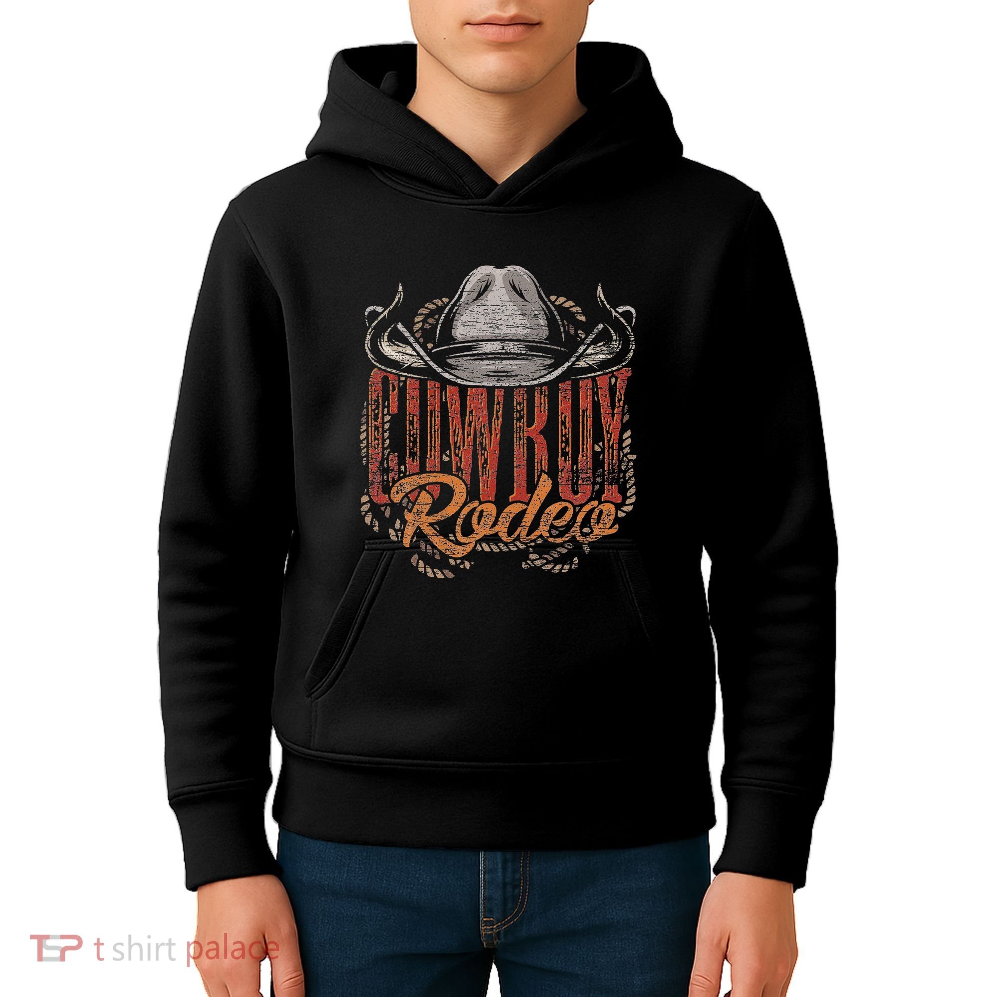 Cowboy Rodeo Western Texan Gift Country Bull Riding Cowboy Kids Hoodie