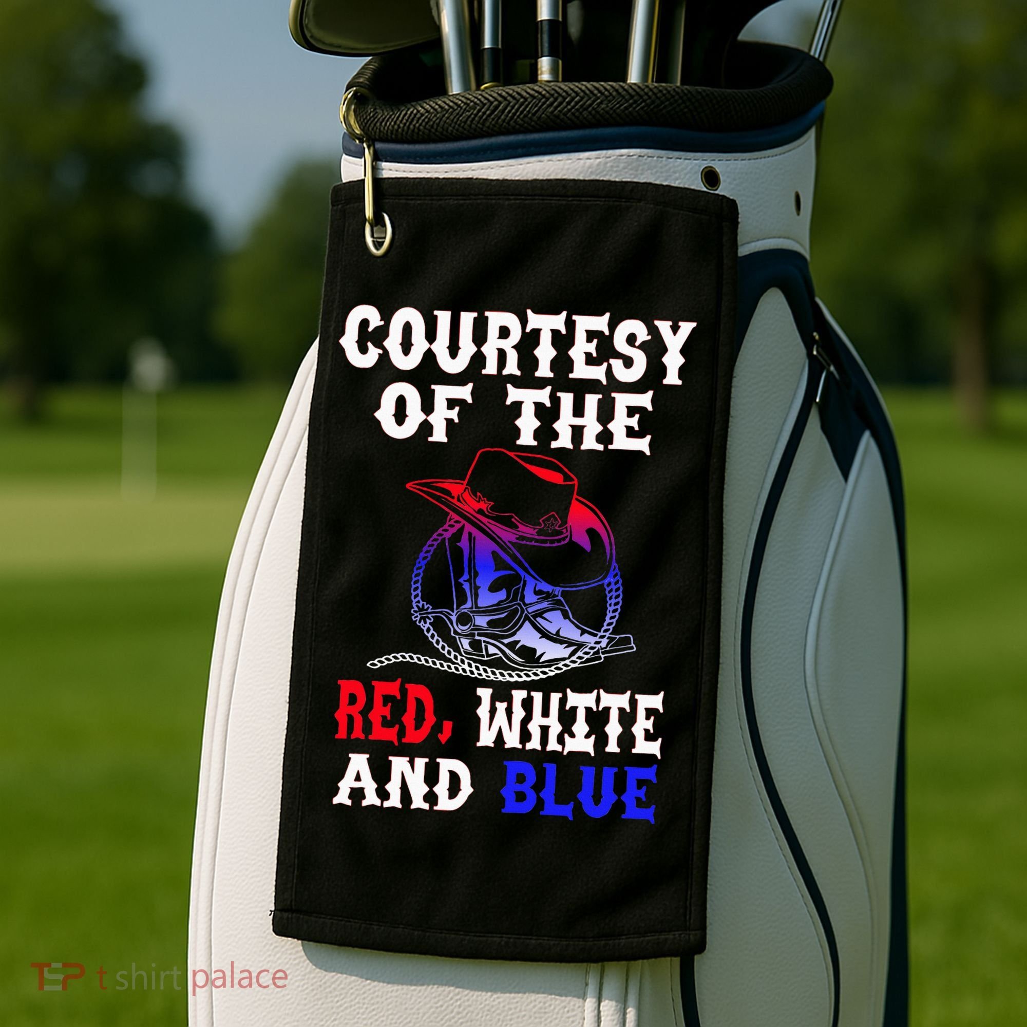 Courtesy Red White And Blue Golf Towel