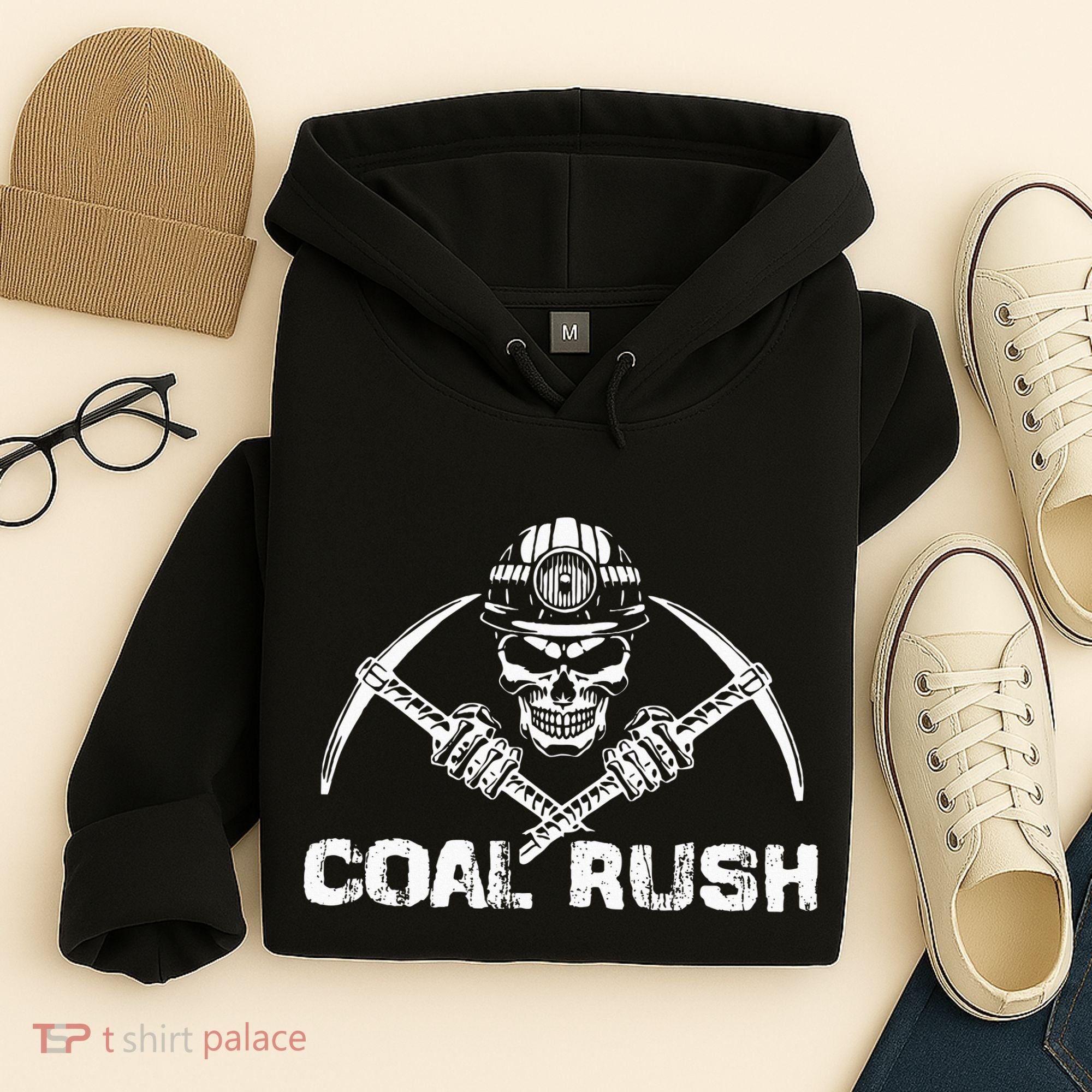 Coal Rush Wv With Skeleton Skull Miner Hard Hat Hoodie