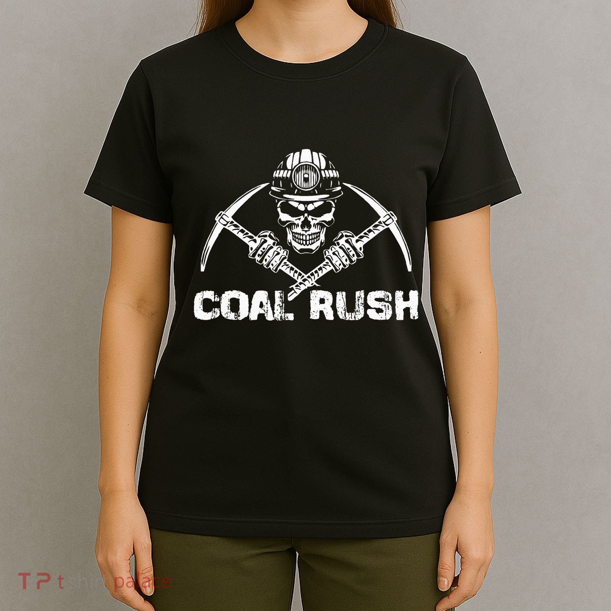 Coal Rush Wv With Skeleton Skull Miner Hard Hat T-Shirt
