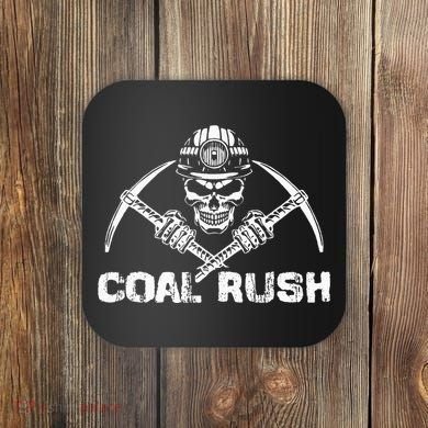 Coal Rush Wv With Skeleton Skull Miner Hard Hat Coaster
