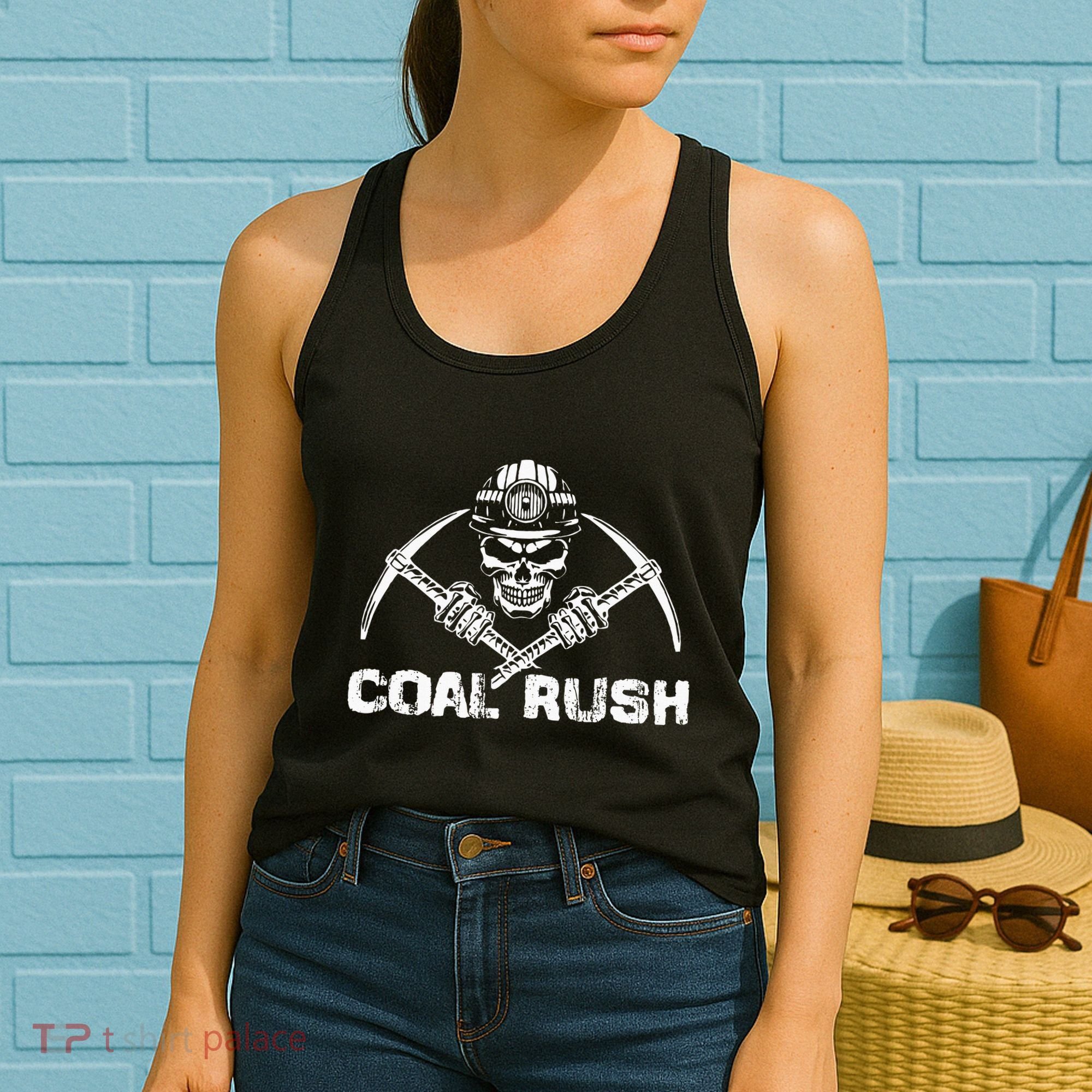 Coal Rush Wv With Skeleton Skull Miner Hard Hat Women's Tank Top