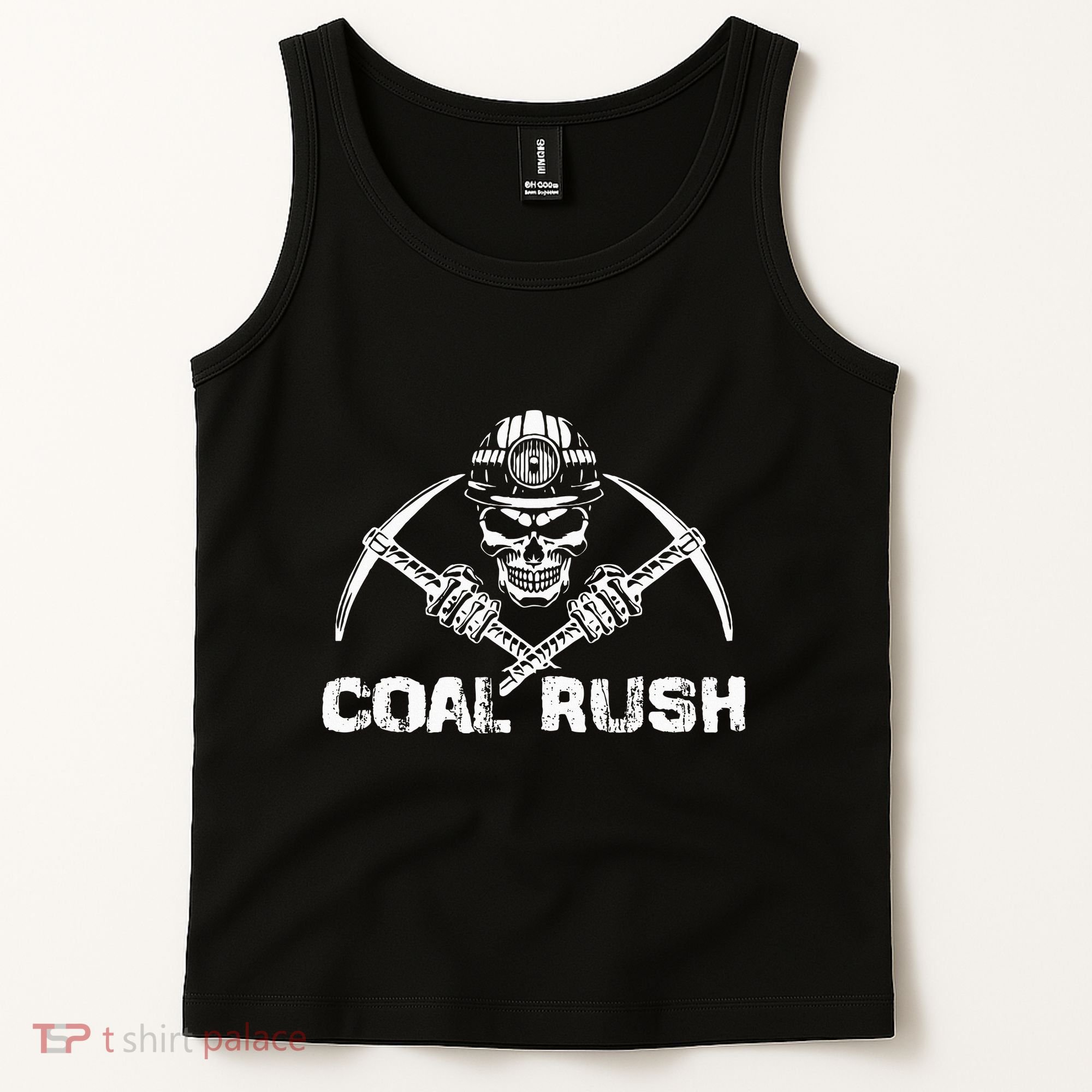 Coal Rush Wv With Skeleton Skull Miner Hard Hat Tank Top