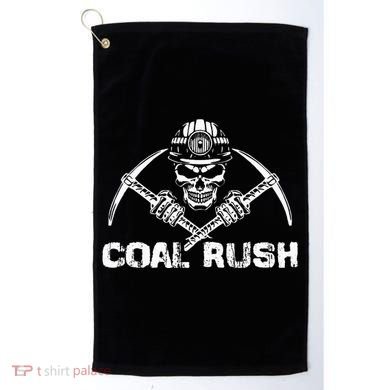 Coal Rush Wv With Skeleton Skull Miner Hard Hat Golf Towel