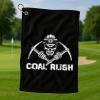 Coal Rush Wv With Skeleton Skull Miner Hard Hat Golf Towel thumb 1