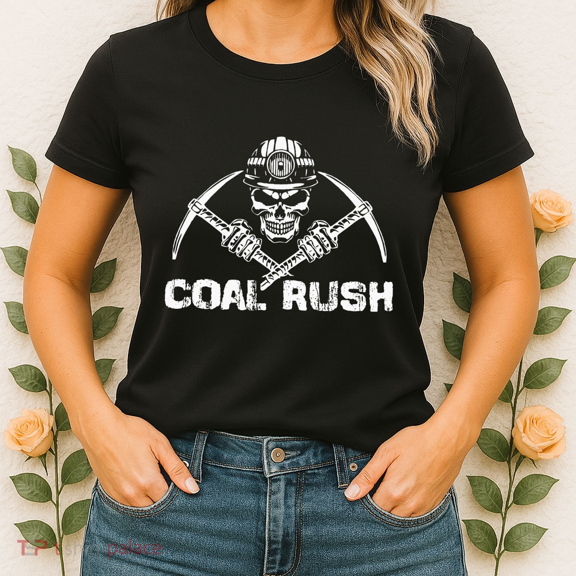Coal Rush Wv With Skeleton Skull Miner Hard Hat Women's T-Shirt