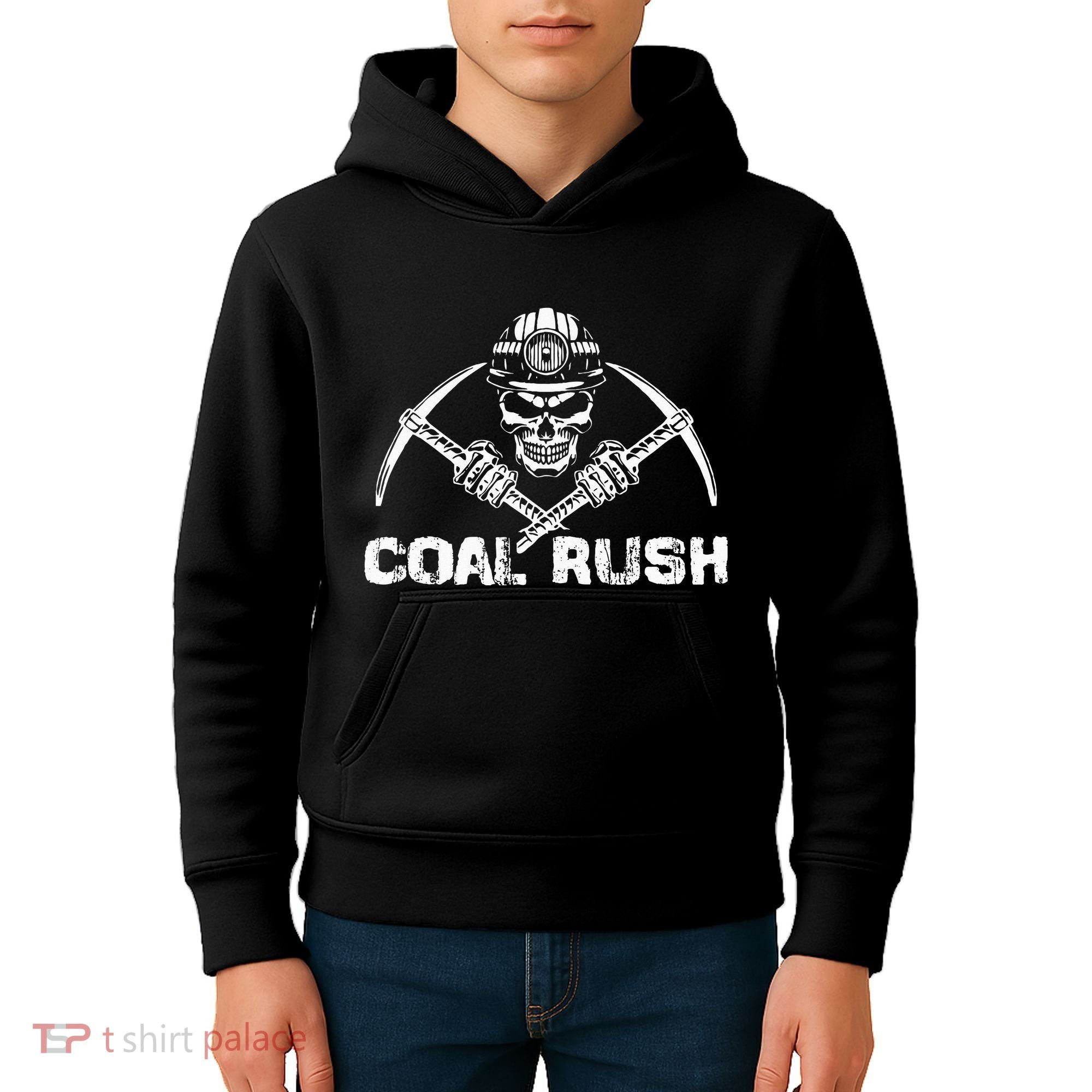 Coal Rush Wv With Skeleton Skull Miner Hard Hat Kids Hoodie