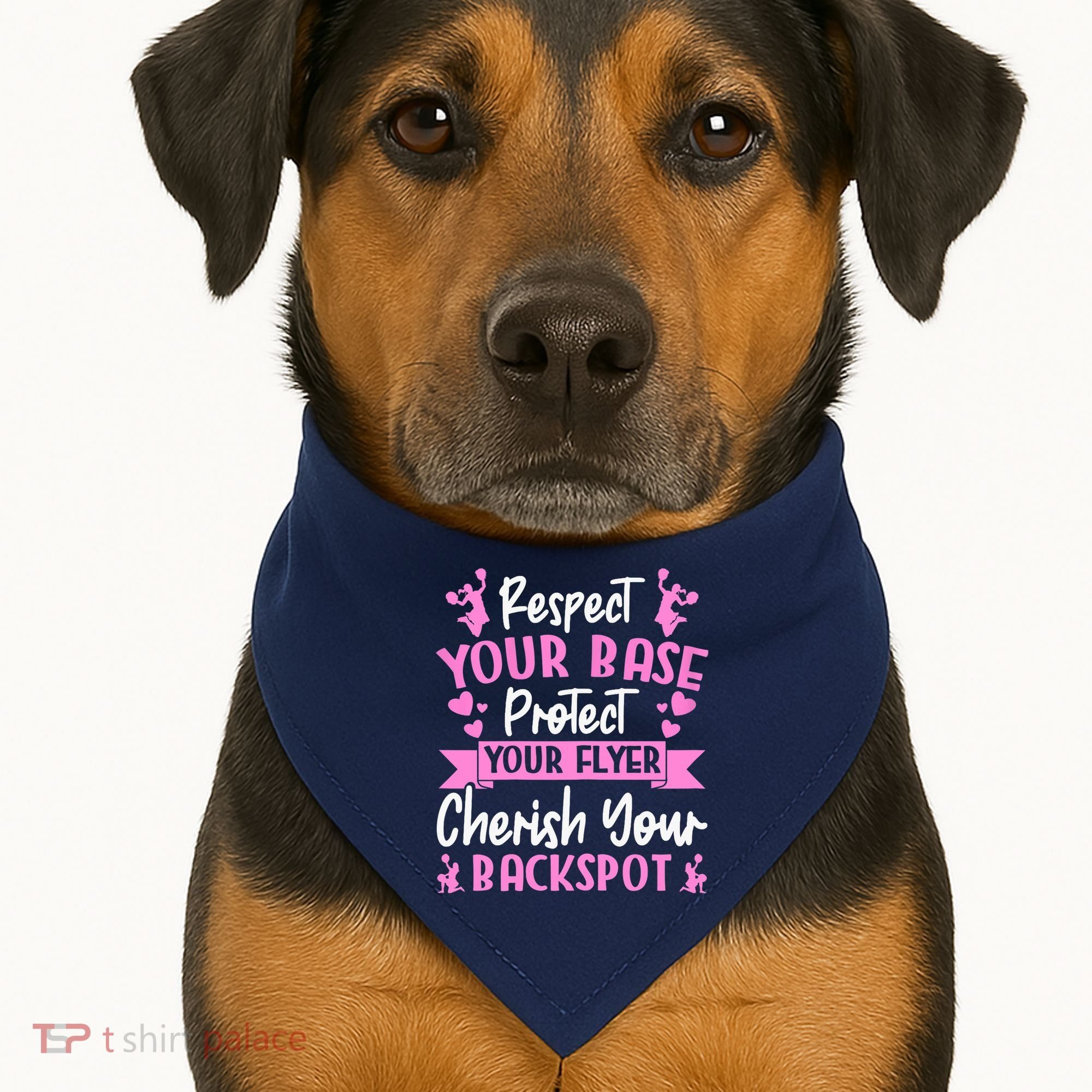 Cheerleading Respect Your Base Protect Your Flyer Cheer Girl USA-Made Doggie Bandana