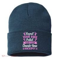 Cheerleading Respect Your Base Protect Your Flyer Cheer Girl Sustainable Knit Beanie thumb 0