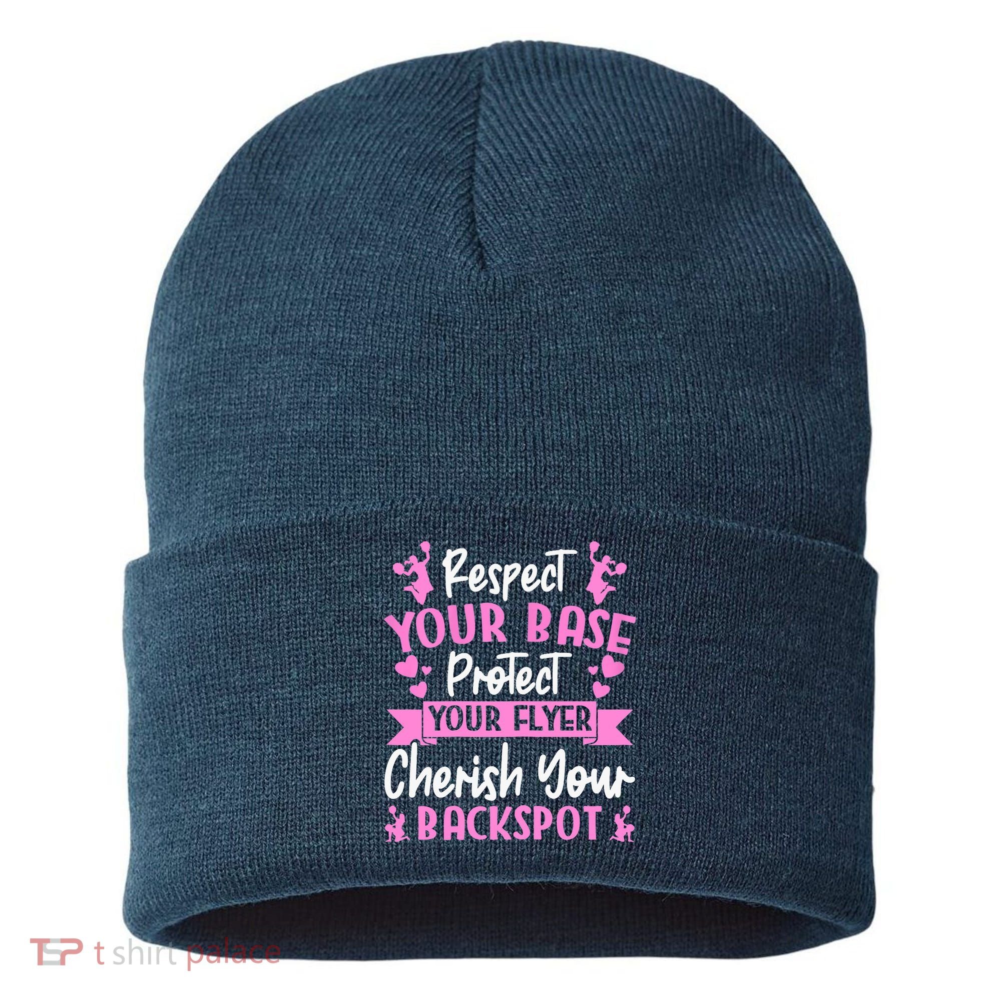 Cheerleading Respect Your Base Protect Your Flyer Cheer Girl Sustainable Knit Beanie