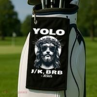Christian Resurrection Yolo Jk Brb Jesus Golf Towel thumb 2