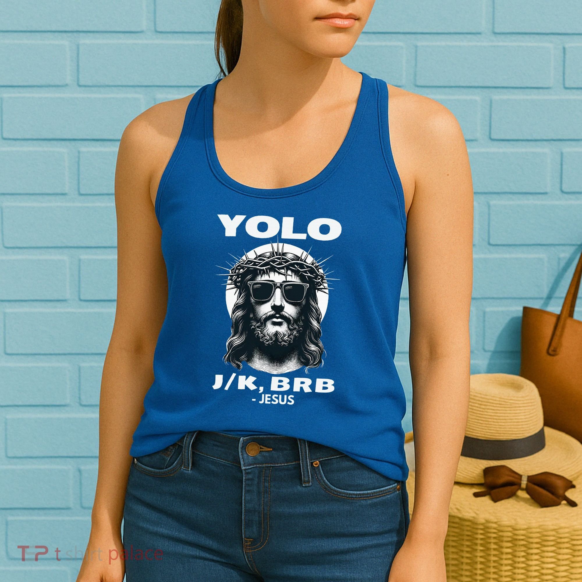 Christian Resurrection Yolo Jk Brb Jesus Women's Tank Top