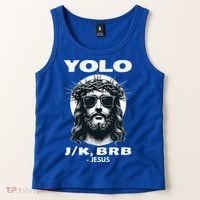 Christian Resurrection Yolo Jk Brb Jesus Tank Top thumb 2