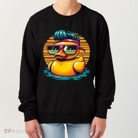 Cool Retro Yellow Duck In Sunglasses 70s 80s 90s Funny Duck Women's Sweatshirt thumb 0