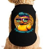 Cool Retro Yellow Duck In Sunglasses 70s 80s 90s Funny Duck Doggie Tank thumb 0