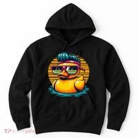 Cool Retro Yellow Duck In Sunglasses 70s 80s 90s Funny Duck Hoodie thumb 0