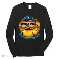 Cool Retro Yellow Duck In Sunglasses 70s 80s 90s Funny Duck Long Sleeve Shirt thumb 0