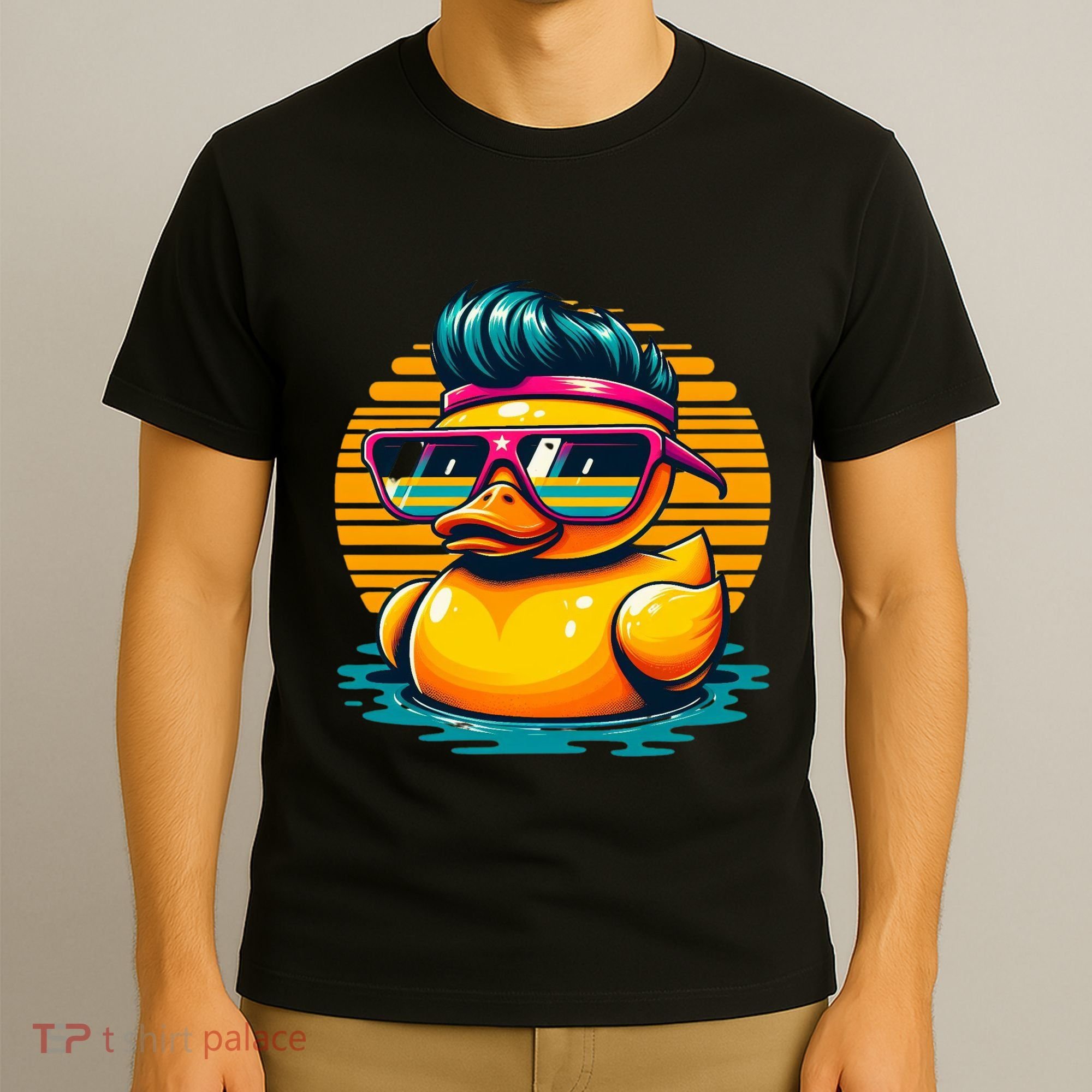 Cool Retro Yellow Duck In Sunglasses 70s 80s 90s Funny Duck T-Shirt