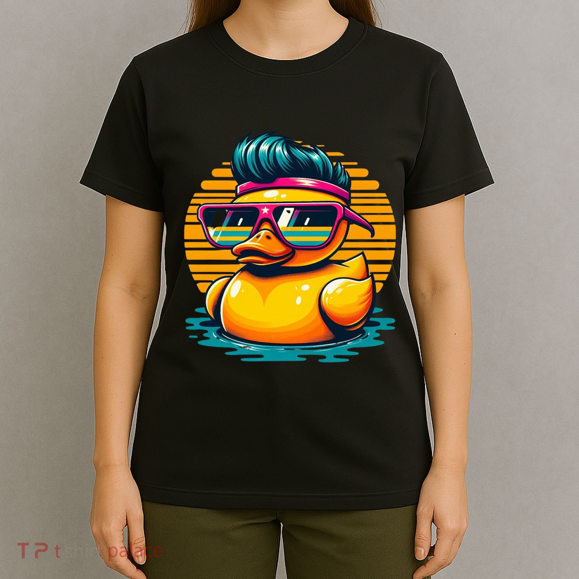 Cool Retro Yellow Duck In Sunglasses 70s 80s 90s Funny Duck T-Shirt