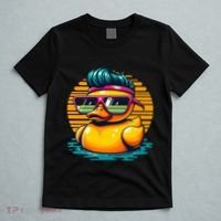 Cool Retro Yellow Duck In Sunglasses 70s 80s 90s Funny Duck T-Shirt thumb 5