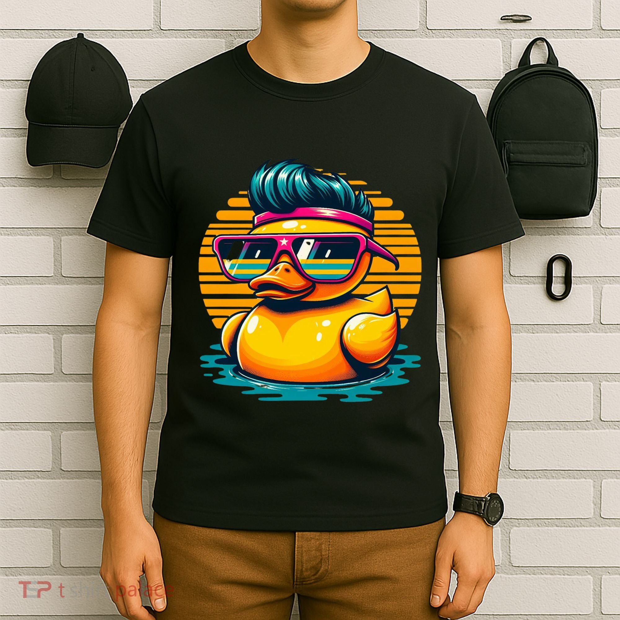 Cool Retro Yellow Duck In Sunglasses 70s 80s 90s Funny Duck T-Shirt