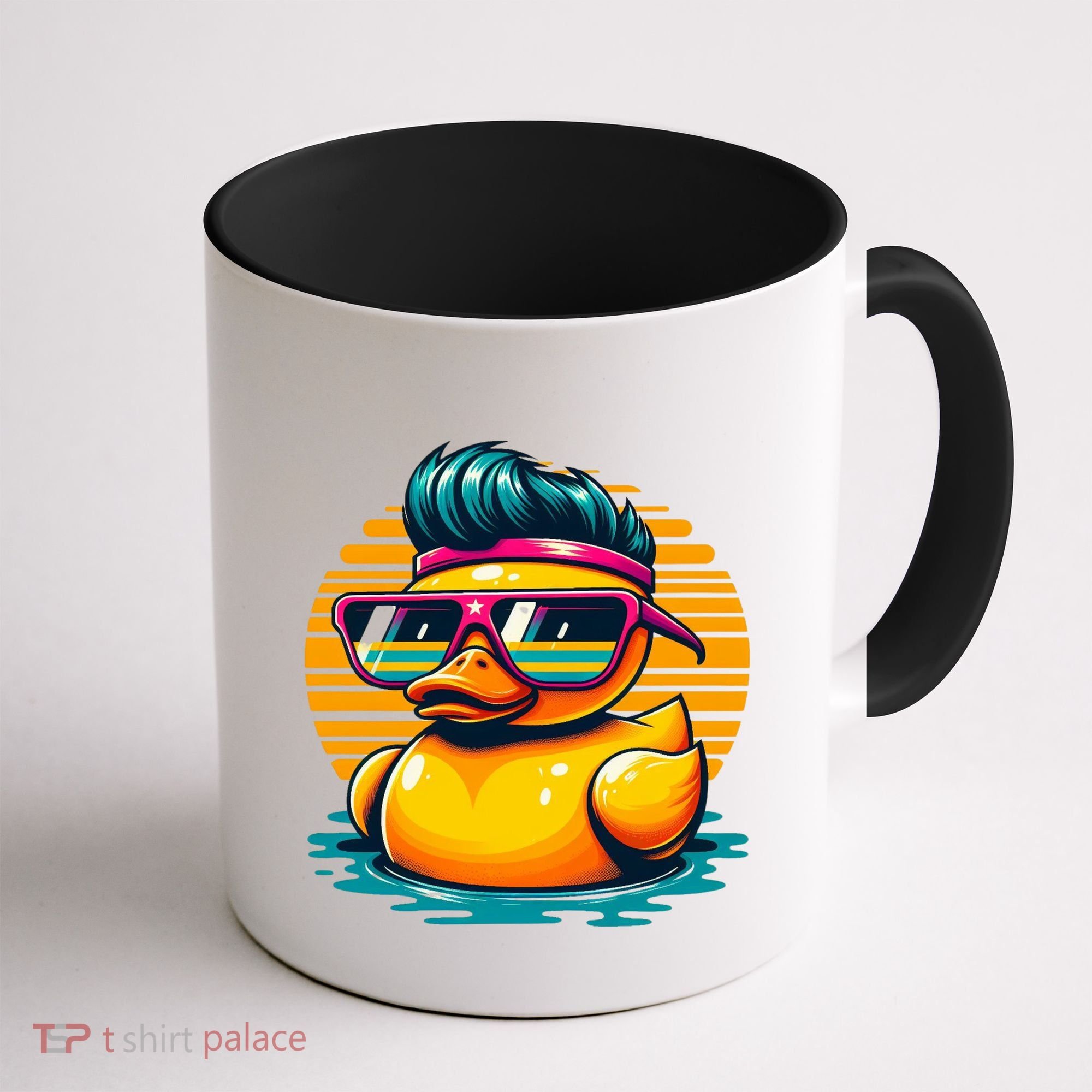 Cool Retro Yellow Duck In Sunglasses 70s 80s 90s Funny Duck Coffee Mug