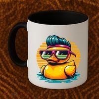 Cool Retro Yellow Duck In Sunglasses 70s 80s 90s Funny Duck Coffee Mug thumb 2