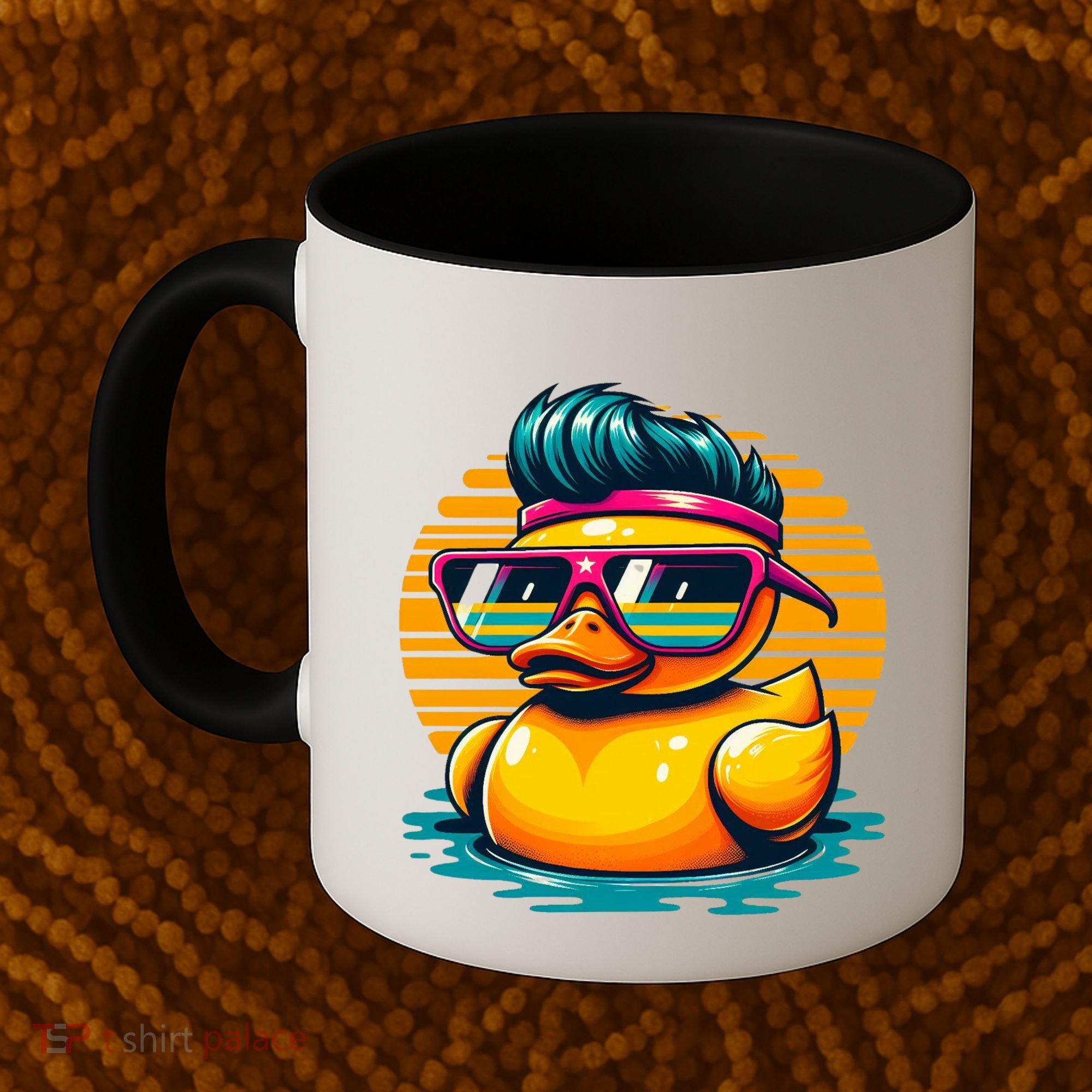 Cool Retro Yellow Duck In Sunglasses 70s 80s 90s Funny Duck Coffee Mug