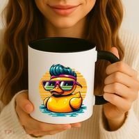 Cool Retro Yellow Duck In Sunglasses 70s 80s 90s Funny Duck Coffee Mug thumb 3