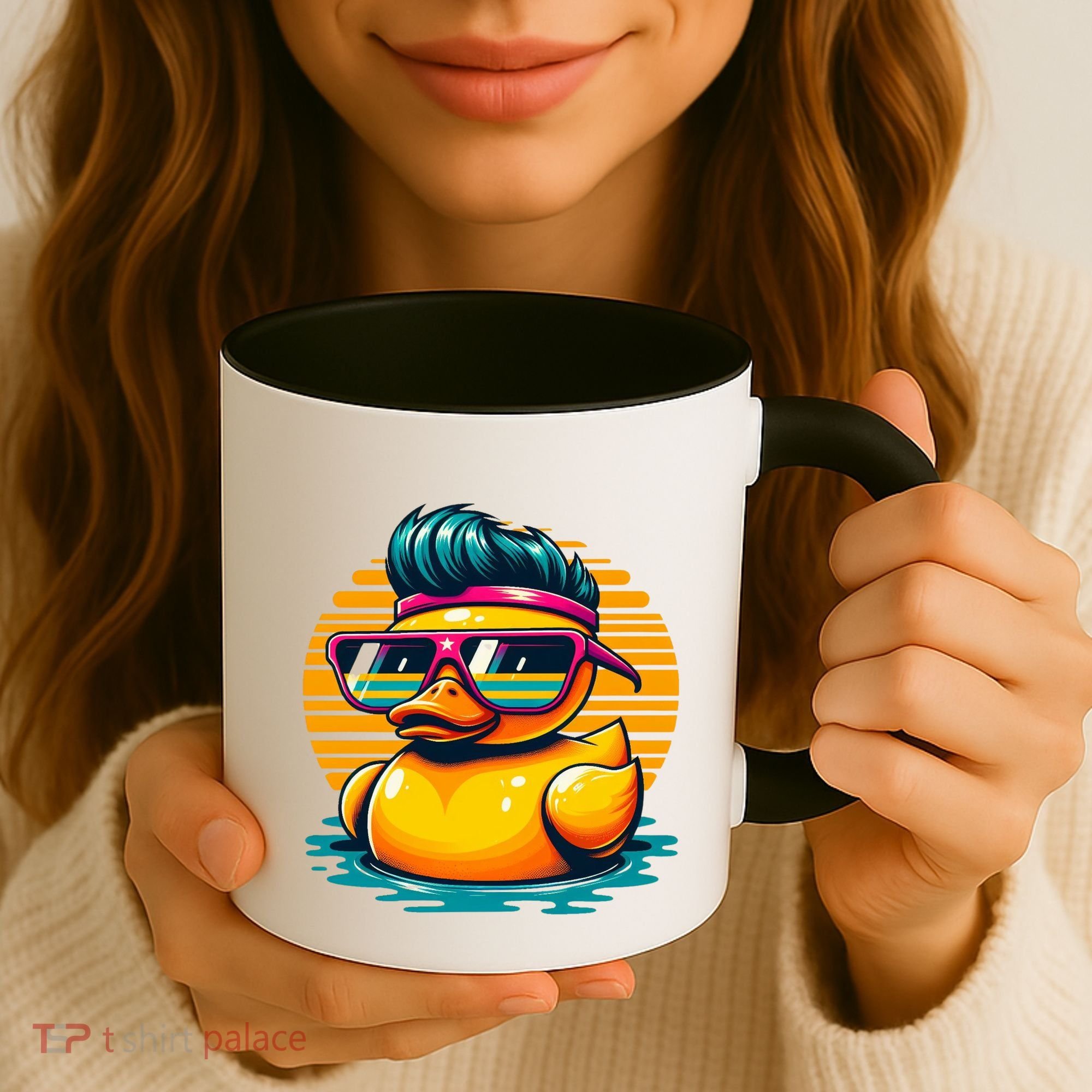 Cool Retro Yellow Duck In Sunglasses 70s 80s 90s Funny Duck Coffee Mug
