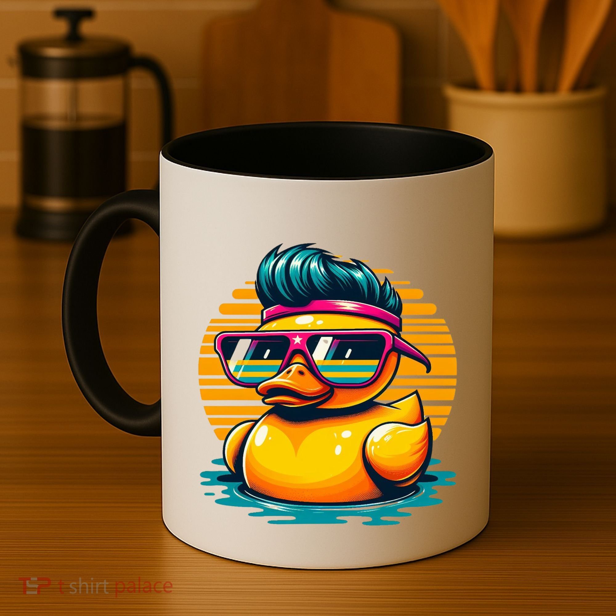 Cool Retro Yellow Duck In Sunglasses 70s 80s 90s Funny Duck Coffee Mug