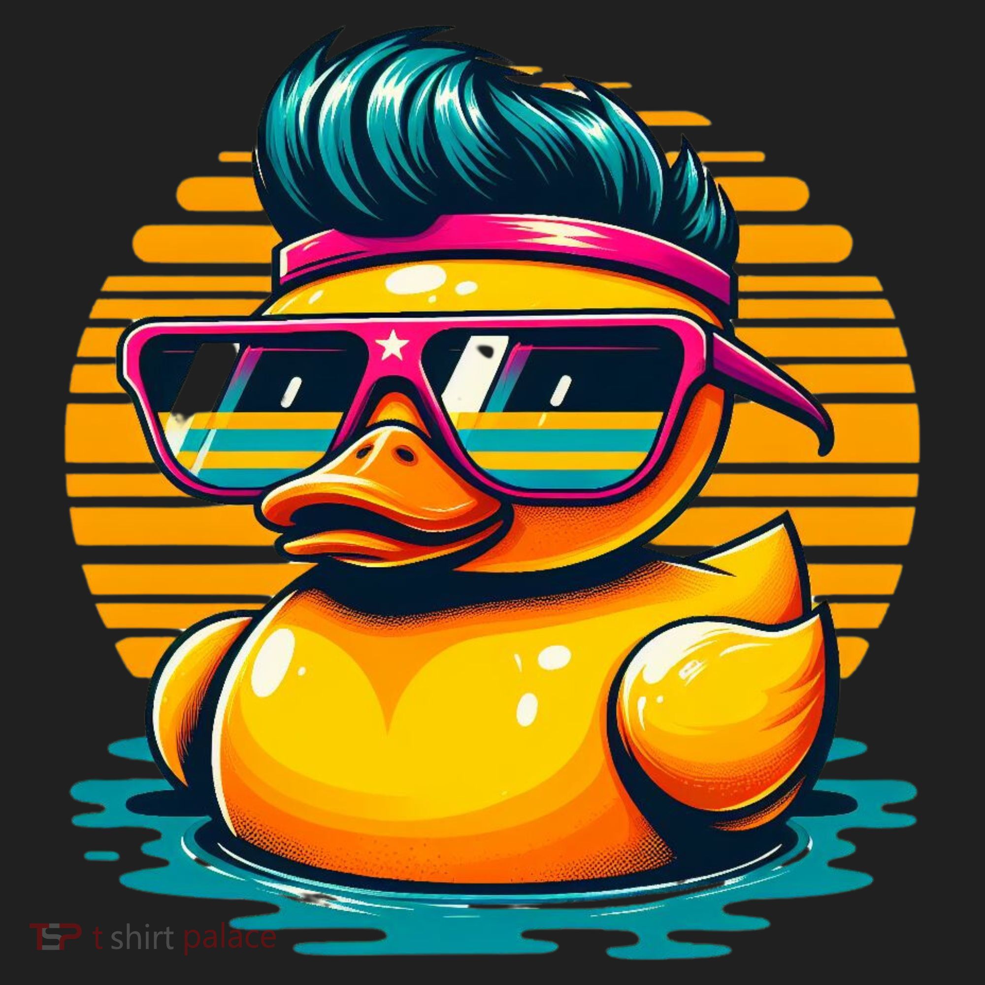 Cool Retro Yellow Duck In Sunglasses 70s 80s 90s Funny Duck Beanie