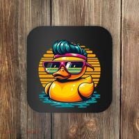 Cool Retro Yellow Duck In Sunglasses 70s 80s 90s Funny Duck Coaster thumb 0