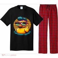 Cool Retro Yellow Duck In Sunglasses 70s 80s 90s Funny Duck Pajama Set thumb 0
