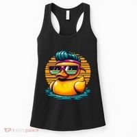 Cool Retro Yellow Duck In Sunglasses 70s 80s 90s Funny Duck Women's Tank Top thumb 0
