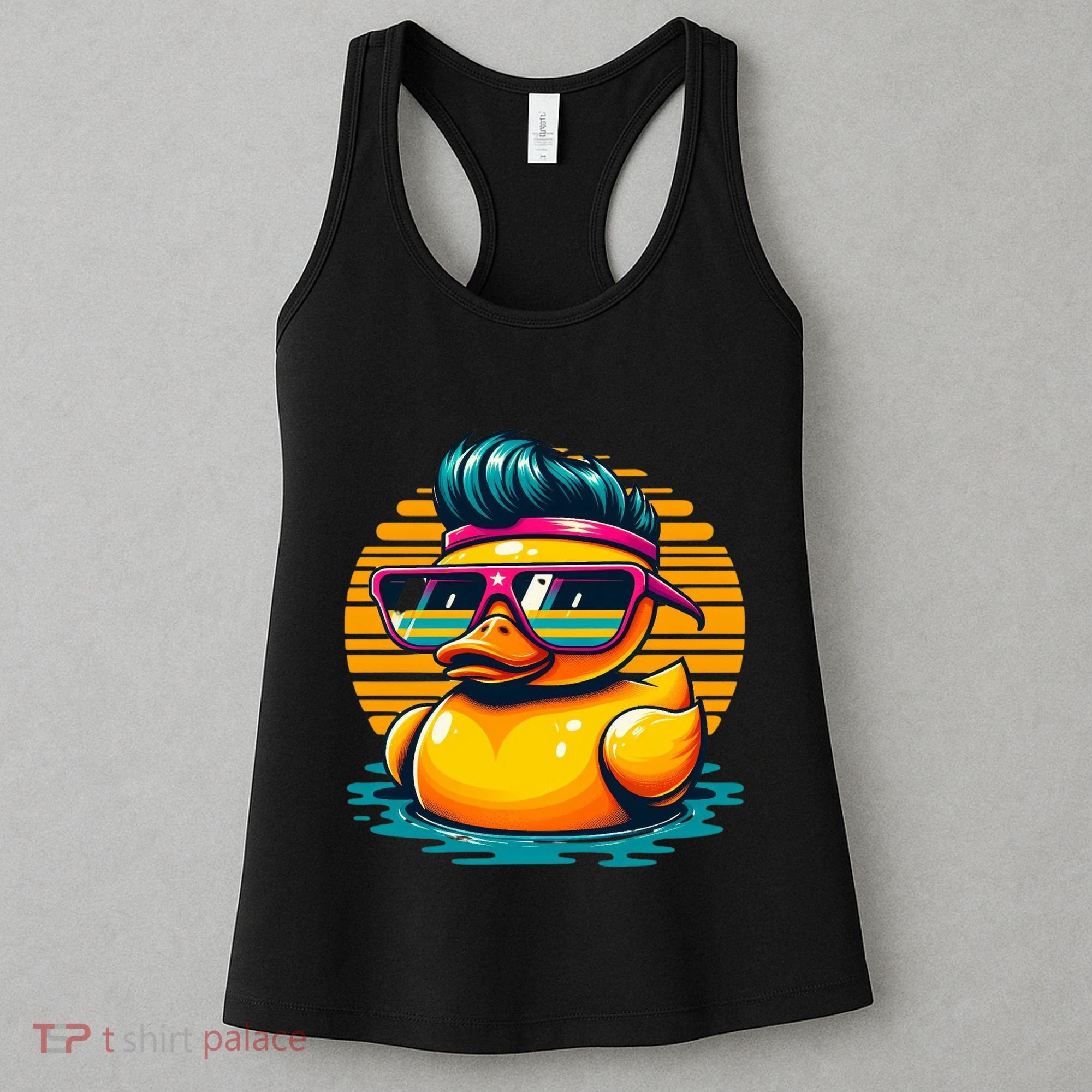 Cool Retro Yellow Duck In Sunglasses 70s 80s 90s Funny Duck Women's Tank Top