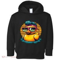 Cool Retro Yellow Duck In Sunglasses 70s 80s 90s Funny Duck Toddler Hoodie thumb 0
