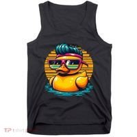 Cool Retro Yellow Duck In Sunglasses 70s 80s 90s Funny Duck Tank Top thumb 0