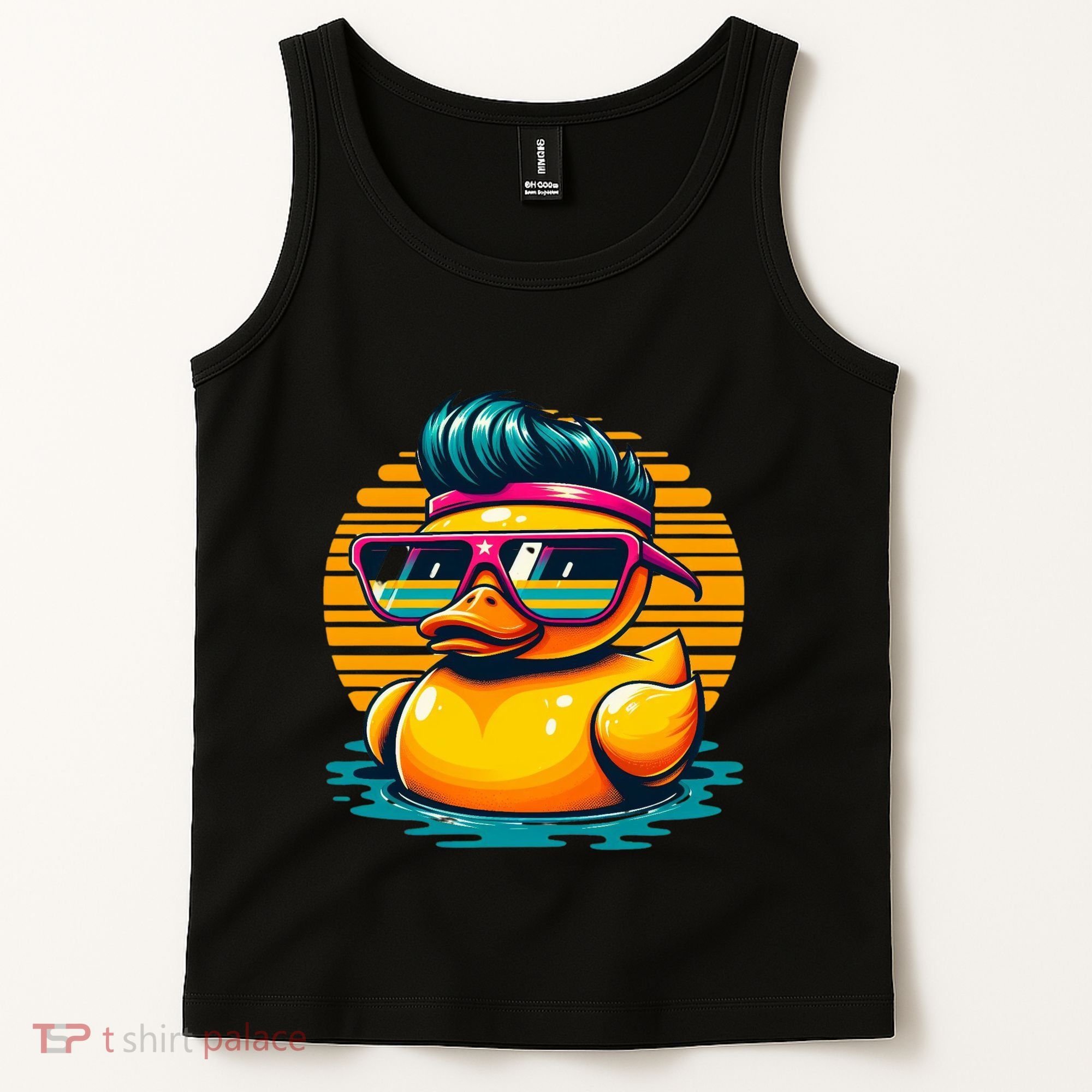 Cool Retro Yellow Duck In Sunglasses 70s 80s 90s Funny Duck Tank Top