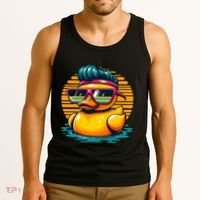 Cool Retro Yellow Duck In Sunglasses 70s 80s 90s Funny Duck Tank Top thumb 3